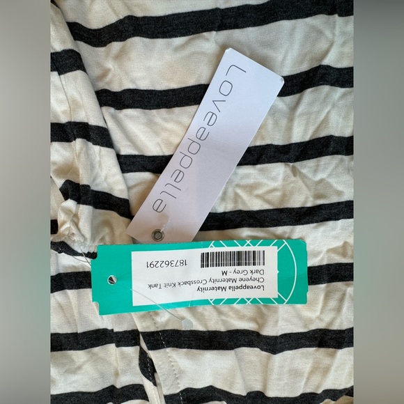 Loveappella • Cheyene Maternity Crossback Knit Tank • Grey & White • Medium - Picture 5 of 5